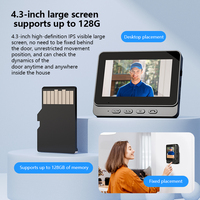 Caméra de sécurité de porte intelligente sans fil Smart Set X7 avec carte mémoire 64 Go, écran 4,3 pouces, Plug & Play, sonnette visuelle
