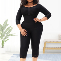 Pantalones de Compresión Alta hasta la Rodilla con Mangas Largas, Body Postoperatorio BBL, Faja Moldeadora con Control de Abdomen y Sujetador