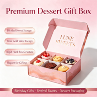 Boîte à dessert personnalisée rose avec compartiments pour cupcakes, biscuits, friandises de boulangerie, logo imprimé sur mesure, OEM, ODM, vente en gros