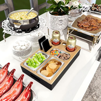 Boîte à collation en bois personnalisée pour canapé avec plateau en bois multi-gobelets et support téléphone, et bols en acier inoxydable pour rangement dans le salon