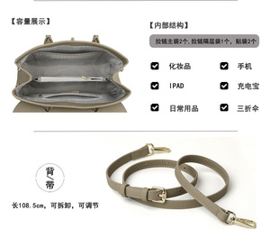 Bolso de Mano de Cuero Genuino al por Mayor, Bolso de Cuero Vacuno de Lujo para Mujer, Bolso Tote Grande de Diseñador para Oficina y Negocios - Product Image 2