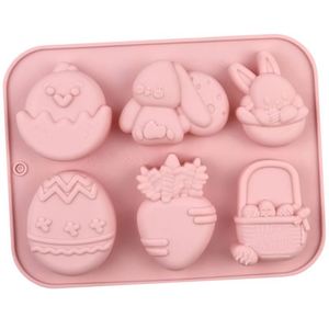 Moule en silicone pour gâteau, savon, bougie, réutilisable, fait main, DIY, en forme d'œuf, de lapin et de panier, pour la fête de Pâques, OEM/ODM - Product Image 3