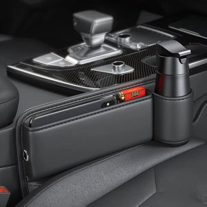 Organizador Universal para Asiento de Coche, Caja de Almacenamiento Multifuncional de Cuero para Espacios Laterales, Bolsillo para Cartera, Llaves, Tarjetas con Portavasos - Product Image 1