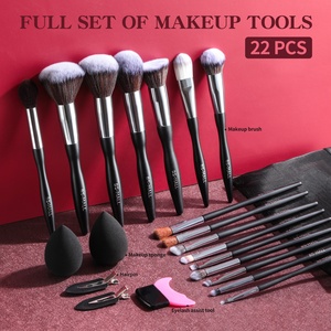 BS-MALL 22Pcs Màu Đen <span class=keywords><strong>Make</strong></span> <span class=keywords><strong>Up</strong></span> Bàn Chải Công Cụ Thiết Lập Tóc Clip Mềm Trang Điểm Miếng Bọt Biển Món Quà Tốt Nhất Biểu Tượng Tùy Chỉnh Trang Điểm Bàn Chải Công Cụ Bộ Dụng Cụ - Product Image 6