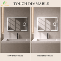 Miroir de salle de bain LED à éclairage frontal 80x60cm avec grossissement 5X 10X, anti-buée, écran tactile, pour la vente en gros par Joystar
