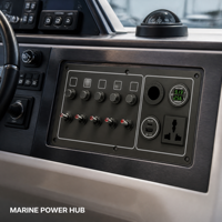 Panneau de commutation 5 voies 12V/24V avec fusibles, USB PD3.0 QC3.0 30W, ampèremètre, voltmètre, prise DC et prise AC DAMAVO pour bateau, camping-car, camion