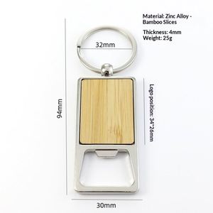 Creative Rotating Bamboo Model Cross Border Bottle Opener Keychains Blank Wood Openers <b>Key</b> Chains <b>Tag</b> for Engravable DIY Crafts - Product Image 3