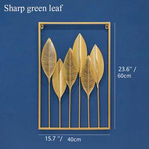 Décoration Murale en Métal Doré Rectangulaire pour Salon, Art Mural en Métal à 3 Panneaux Motif <span class=keywords><strong>Feuille</strong></span> - Product Image 5