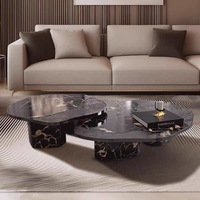 Table basse de luxe pour salon, mobilier moderne en métal, tables basses rondes en marbre avec miroir