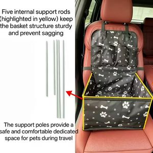 Funda Acolchada para Asiento Trasero de Mascotas, Protector de Asiento de Coche Convertible para Perros con Bolsillos de Malla y Estampado de Huesos de Pata para Viajes - Product Image 3