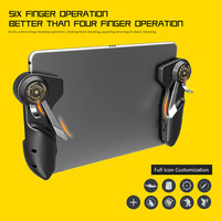Manette de Jeu Mobile AKPAD 6K pour iPad et Tablette, Contrôleur Six Doigts avec Joystick, Gâchettes L1R1 et Bouton de Visée pour PUBG
