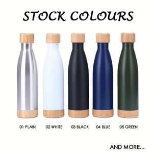 Eco Friendly Bamboo <b>Lid</b> Stainless Steel Water Bottle 500Ml <b>Reusable</b> Outdoor Sports Bottle - Product Image 3
