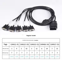 Cable de Conexión de Diagnóstico OBD2 Macho a DB9 Hembra de 6 Conductores, Tarjeta CAN Serial, Puerta de Enlace de Prueba RS232
