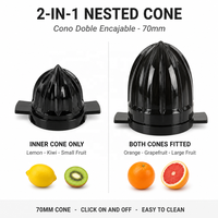 Presse-citron électrique Presse-agrumes 40W 0.7L Presse-agrumes à grenade orange Carafe transparente 2 cônes pour la maison