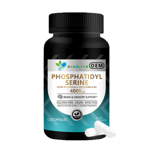 Capsules de phosphatidylsérine OEM, 120 unités, complément alimentaire avec Rhodiola, L-théanine et B6, soutien cérébral et mémoire, végétalien, sans gluten - Product Image 1
