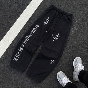 OEM カスタムパンツ スウェットパンツ ユニセックス カジュアル レタープリントパンツ ゴムウエスト ファッションパンツ カスタムロゴ - Product Image 1