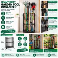 Étagère de rangement pour outils de jardin en acier robuste, autoportante, finition thermolaquée, grande capacité, rangement pour outils de jardin et de garage