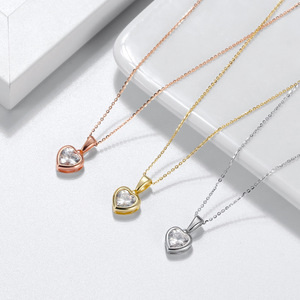 Phụ Nữ Của 14K Vàng Mạ S925 Sterling Bạc Vòng Cổ 4A Zirconia Tình Yêu Trái Tim Xương đòn Mặt Dây Chuyền Hợp Thời Trang Kim Cương Zircon - Product Image 2