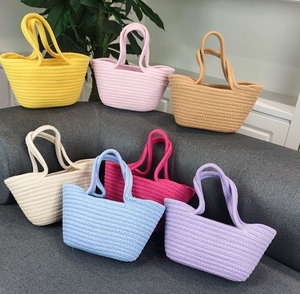 Borsa a tracolla di cotone Casual alla moda di alta qualità da donna alla moda vegetale per le vacanze borsa Tote da spiaggia cesto di fiori piccola borsa - Product Image 3