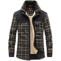 Chemise à carreaux en flanelle doublée polaire pour homme, manches longues, chaude, en peluche, avec logo personnalisé, vente en gros d'usine