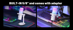 ชุดไมโครโฟนคอมพิวเตอร์ USB Type-C พร้อมขาตั้ง ไมค์คอนเดนเซอร์ตัดเสียงรบกวน ไฟ RGB สำหรับเล่นเกมส์บนพีซี สีขาว มีสินค้าในสต็อก - Product Image 6