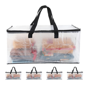 Sacs de déménagement HomeHacks, robustes, fermetures éclair solides, poignées, pliables, écologiques, sacs de rangement sous vide en PP tissé transparent - Product Image 2