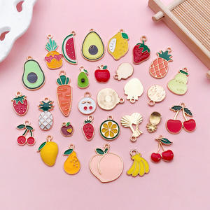 30 pcs/Sets Mixed Fruit Series Alliage Charms Cerise Fraise Pomme Pendentifs pour DIY Bracelet et Fabrication de Bijoux - Product Image 2