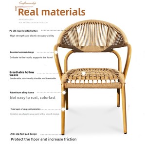 Conjunto de Muebles de Jardín, <span class=keywords><strong>Mesa</strong></span> y Sillas para Exteriores, Resistentes al Agua y a los Rayos UV, para Terrazas, Patios y Jardines, Sillas de Mimbre - Product Image 6