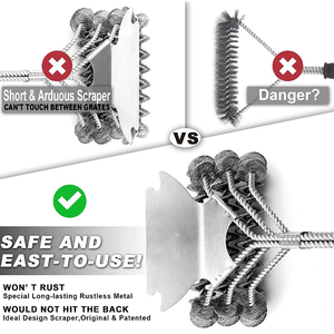 Beeman Heavy Duty Bristle Free Stainless Steel Clean Barbecue Bbq Grill <strong>Cleaning</strong> Brush and <strong>Scraper</strong> - Product Image 6
