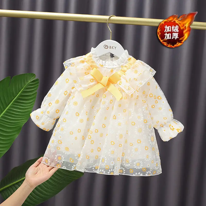CYB E20474 ילדה חורף מתעבה תינוק חצאית יפה loose גזה חצאית פרח טול ילדה נסיכת שמלה
