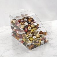 Distributeur de bonbons en acrylique avec couvercle à charnière, bac de rangement transparent multi-usages pour bonbons, noix, snacks en vrac, conteneur de présentation pour la vente au détail