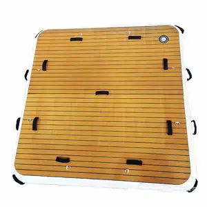 Grand pont gonflable d'eau en PVC, pont en bois de teck, pour bateau, 10*10, offre spéciale