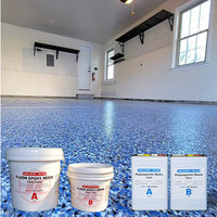 Kit de revêtement de sol époxy auto-nivelant sans COV avec paillettes colorées, paillettes de mica, deux composants A&B pour garage et sols en béton