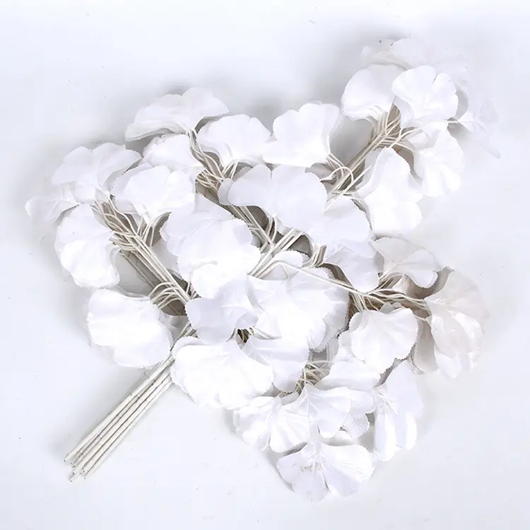 Artificial white ginkgo biloba leaf fake leaves engineering mall wedding decoration