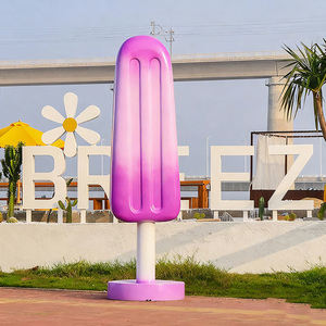 F26 rose dégradé en fibre de verre Popsicle Sculpture grande Statue d'art extérieur pour les parcs magasins de détail décoration de paysage commercial - Product Image 1