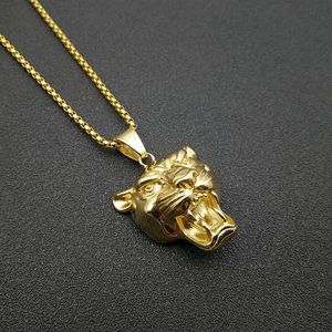 Yunnique Stainless Steel Gold Plated Lion Head Pendant Necklace with Pave Setting Animal Zodiac Unisex Fashion Jewelry - Product Image 3