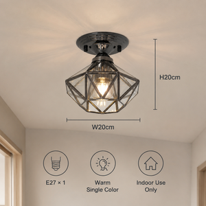 Modern Geometric Flush Mount <b>Ceiling</b> <b>Light</b> Iron Glass Shade E27 Warm White For Indoor Bedroom Living Room Hallway - Product Image 4