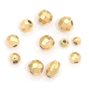 Perles en métal en vrac, or et argent, à facettes multiples, rondes, ovales, de formes irrégulières, 3/4/5/6 mm, pour la fabrication de bijoux - Product Image 4