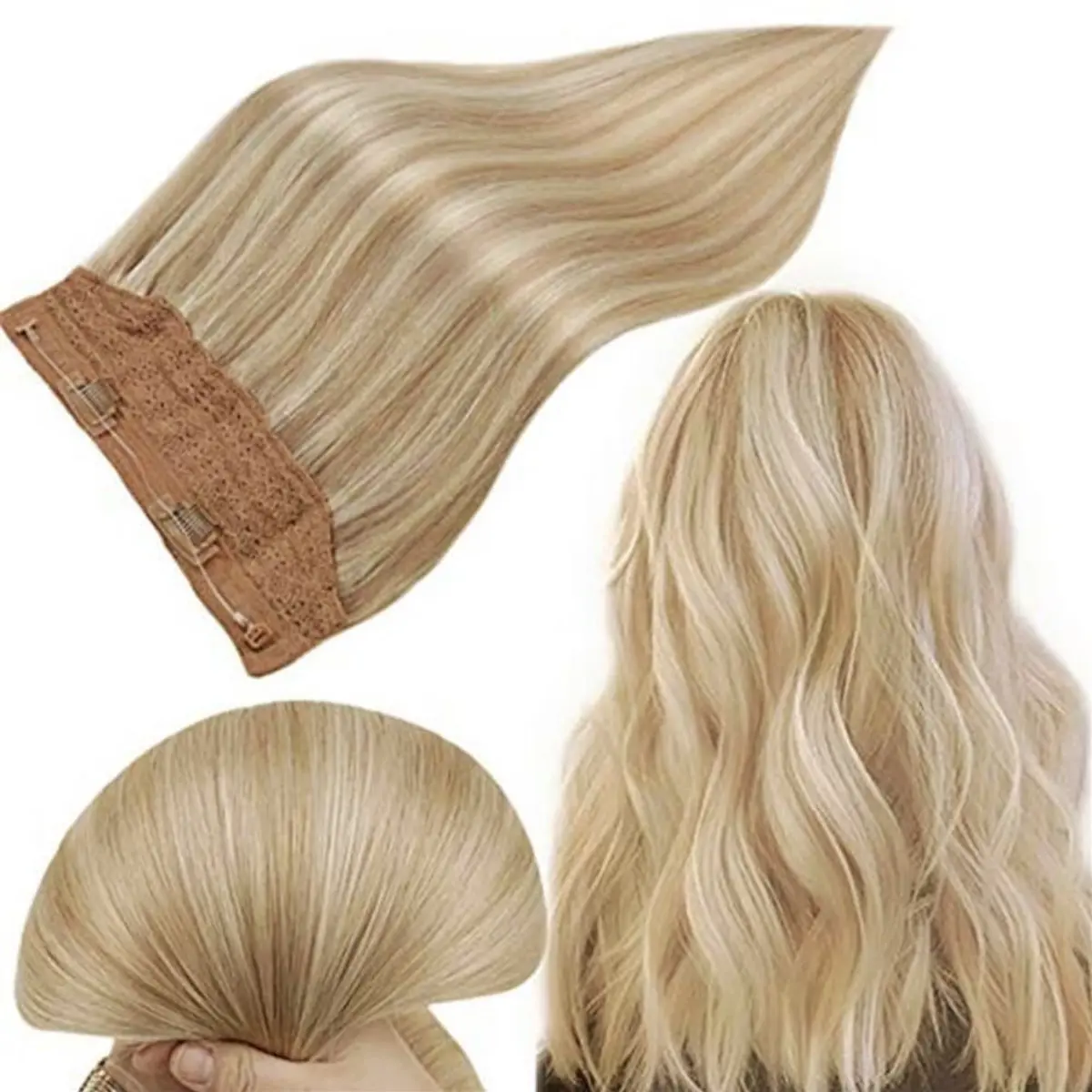 Thick Human Hair Extensions Clip Ins 100% Invisible Remy Clip In Hair Extension