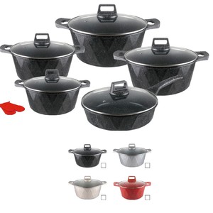 12-delige marmeren kookset, kleurrijk, antiaanbaklaag, PFOA-vrij, gegoten aluminium, geschikt voor gasfornuizen, inclusief soepketel - Product Image 5