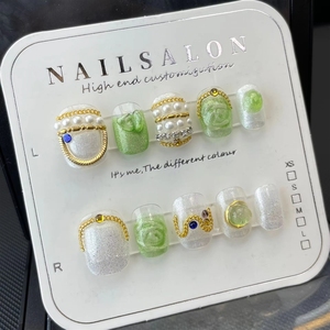 <span class=keywords><strong>Uñas</strong></span> Postizas Cortas con Diseño <span class=keywords><strong>de</strong></span> Flores Primaverales, <span class=keywords><strong>Uñas</strong></span> Acrílicas Cuadradas Hechas a Mano, <span class=keywords><strong>Uñas</strong></span> Artificiales Adhesivas - Product Image 3