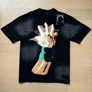 เสื้อยืดสตรีทแวร์ Y2K คุณภาพสูงสำหรับผู้ชาย เสื้อยืดพิมพ์ลายดาวสุดเท่ สไตล์วินเทจ ผลิตจากผ้าฝ้าย 100% แบบสั่งทำพิเศษ - Product Image 3