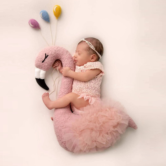Newborn Baby Photography Props Doll Flamingo Baby Studio Photo Auxiliary Props Animal Toy Infants Photo Shooting
