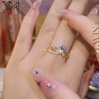 Élégante bague ajustable plaquée or 14 carats avec zircone cubique, design ouvert tendance, bijoux de mode pour femmes