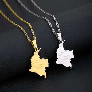 SC Offre Spéciale – collier ras du cou élégant en acier inoxydable, pendentif carte de la colombie pour femmes et hommes - Product Image 1