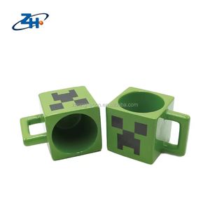 Tasses en céramique en grès de style contemporain de Noël <span class=keywords><strong>Tasse</strong></span> de fête verte à quatre décalcomanies carrées avec glaçure blanche 230ml Set 4 tasses à café - Product Image 3