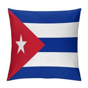 Housse de coussin décorative en polyester doux et pelucheux, motif drapeau cubain personnalisé, idéale pour la maison – Nouveauté très prisée - Product Image 1