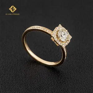 14K 옐로우 골드 다이아몬드 반지 약혼 결혼 반지 여성 반지 0.5ct 천연 다이아몬드 보석