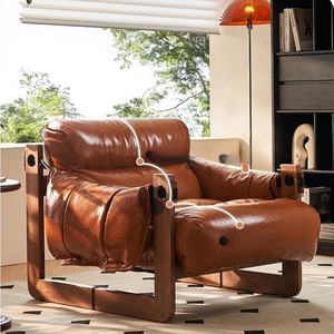 Silla de Jersey de madera maciza de estilo medieval, sofá individual de tela de diseño Retro para muebles del hogar para sala de estar, ocio, Domingos perezosos - Product Image 5