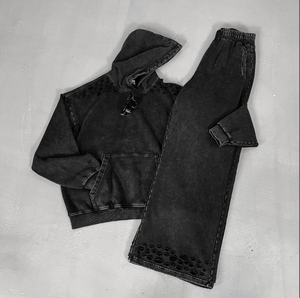 Conjunto de Sudadera con Capucha Extra Grande Personalizada de 380 g/m², Lavada al Ácido, con Efecto Desgastado, Estilo Vintage, Unisex, para Hombre y Mujer - Product Image 4